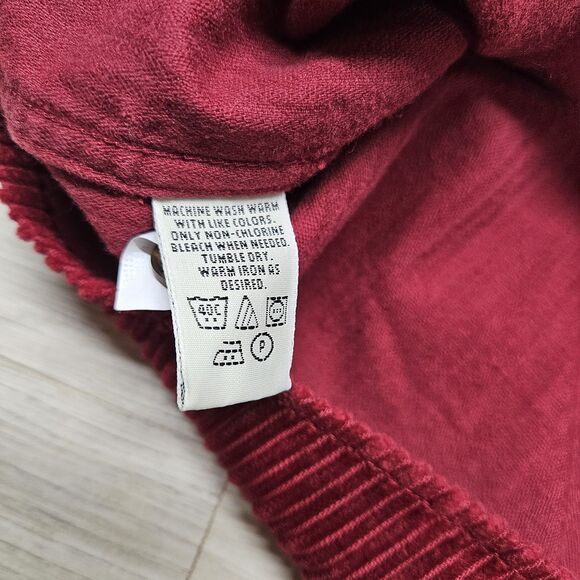 Eddie Bauer Mens Red Corduroy Button Down Shirt Size Large Longsleeve Cotton - Picture 6 of 8